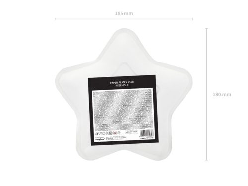 Papírtányérok Csillag, rózsa arany, 18cm (1 pkt / 6 db.)