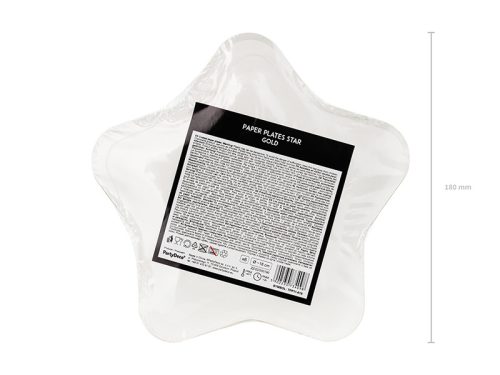 Papírtányérok csillag, arany, 18cm (1 db / 6 db.)