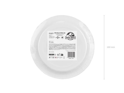 Jurassic World papírtányérok, 18 cm, vegyes színű, 6 db