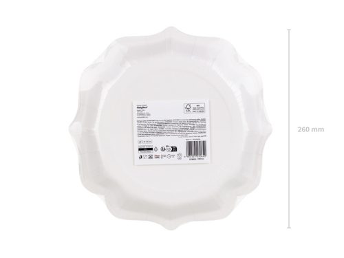 Fehér papírtányérok arany ornamentikával, 26 cm, 6 db