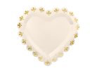 Szív alakú papír tányérok krém-arany, 26x24,5 cm, 6 db