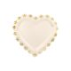 Szív alakú papír tányérok krém-arany, 26x24,5 cm, 6 db