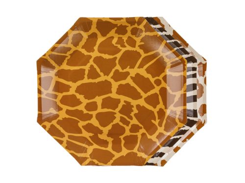 Safari mintás papírtányérok, 23 cm, 6 darabos készlet