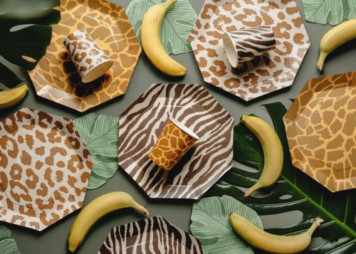 Safari mintás papírtányérok, 23 cm, 6 darabos készlet