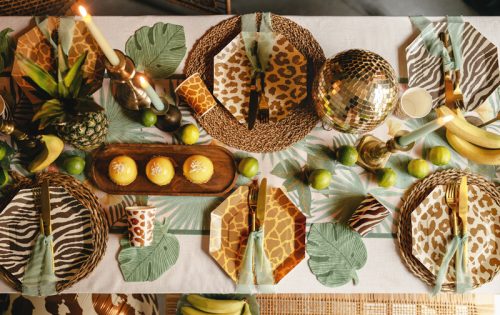 Safari mintás papírtányérok, 23 cm, 6 darabos készlet
