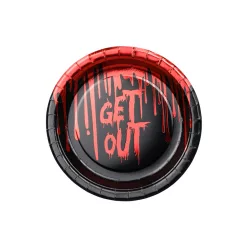   Papírtányér "Get Out", 18 cm, fekete-piros (6 db/csomag)