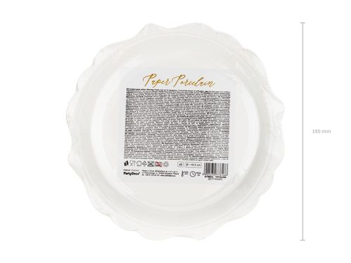 Tányérok, fehér, 18,5 cm (1 pkt / 6 db.)