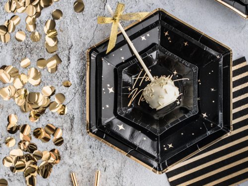 Tányérok Ünnepeljünk, fekete, 23cm (1 db / 6 db.)