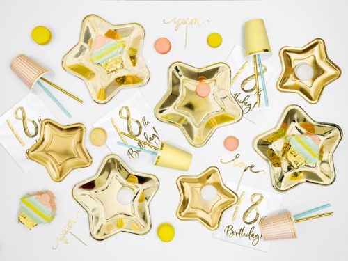 Papírtányérok csillag, arany, 23cm (1 db / 6 db.)