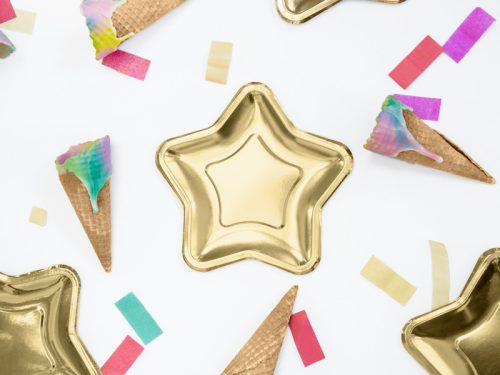 Papírtányérok csillag, arany, 23cm (1 db / 6 db.)