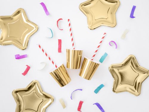 Papírtányérok csillag, arany, 23cm (1 db / 6 db.)