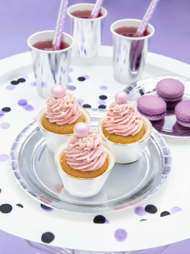 Kerek tányérok, ezüst, 23cm (1 pkt / 6 db.)