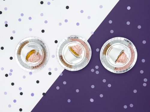 Kerek tányérok, ezüst, 23cm (1 pkt / 6 db.)