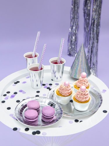 Kerek tányérok, ezüst, 23cm (1 pkt / 6 db.)