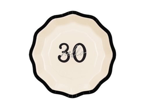 Papírtányérok ''Hello 30'', mix, 18 cm (1 db / 6 db.)