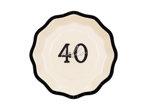 Papírtányérok ''Hello 40'', mix, 18 cm (1 db / 6 db.)