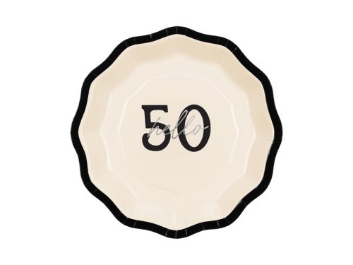 Papírtányérok ''Hello 50'', mix, 18 cm (1 db / 6 db.)
