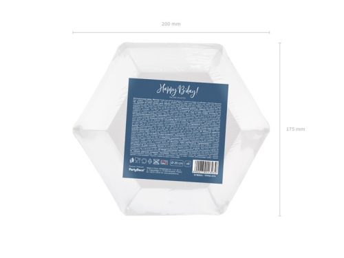 Tányérok Happy B'day!, sötétkék, 20cm (1 db / 6 db.)