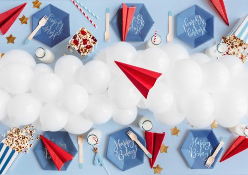 Tányérok Happy B'day!, sötétkék, 20cm (1 db / 6 db.)