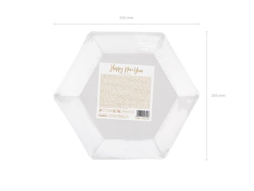 Tányérok Boldog Új Évet, arany, 20cm (1 pkt / 6 db.)