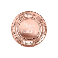   Tányérok Boldog születésnapot!, rózsaszín arany, 18cm (1 db / 6 db)