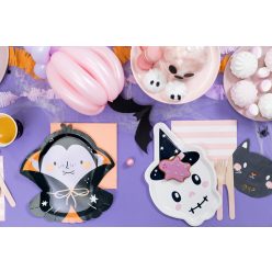 Papírtányérok Drakula, 23x25 cm, mix (1 pkt / 6 db.)