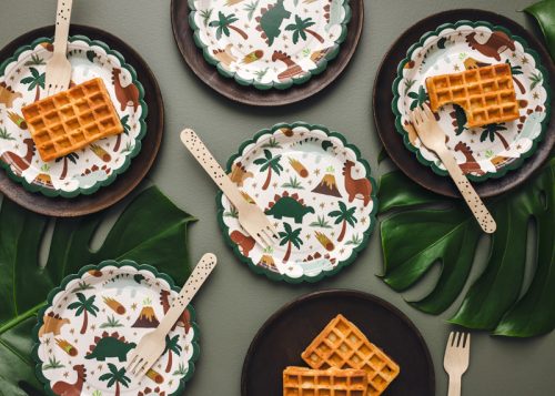 Papírtányérok Dinosaurs, 18x18 cm, mix (1 pkt / 6 db.)