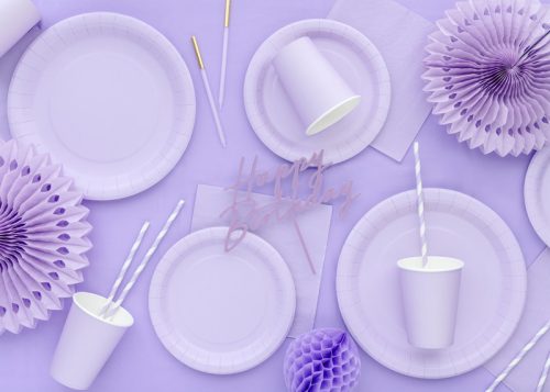 Levendula színű papírtányér, 18 cm, 6 darabos csomag