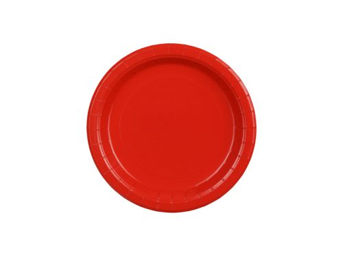 Piros papírtányérok 18 cm átmérővel, 6 db/csomag