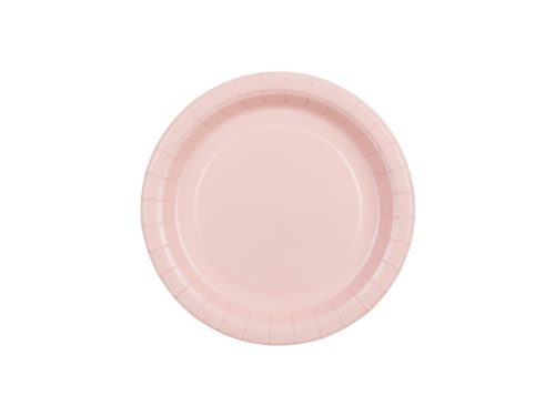 Világos rózsaszín papírtányér, 18 cm, 6 db-os csomag