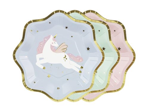 Unicorn plates, mix, 18x18 cm (1 pkt / 6 pc.)