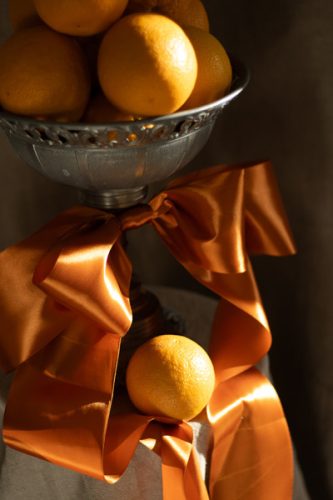 Szatén szalag, rozsdás, 100mm/25m