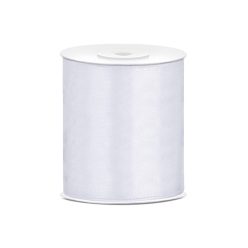 Szaténszalag, fehér, 100mm/25m (1 db / 25 lm)