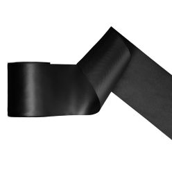 Szaténszalag, fekete, 100mm/25m (1 db / 25 lm)