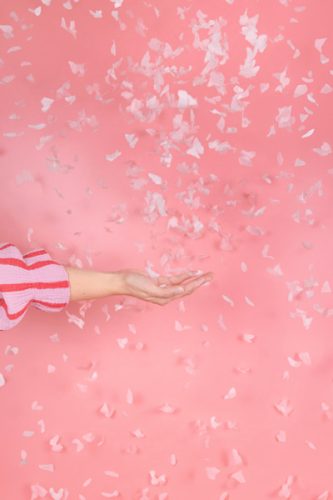 Confetti cannon, pink butterflies, 20cm