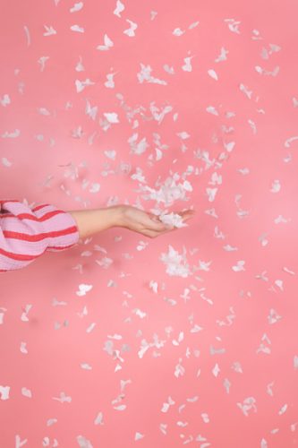 Confetti cannon, white butterflies, 20cm