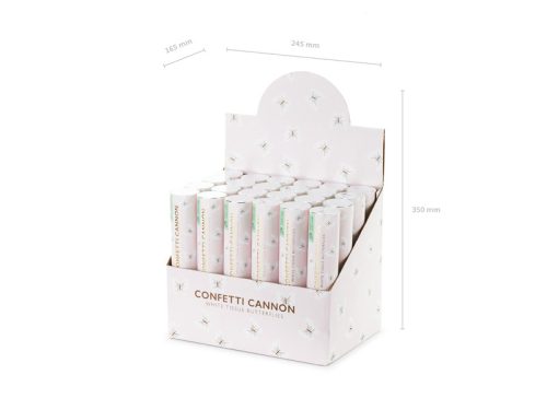 Confetti cannon, white butterflies, 20cm