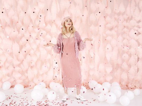 Konfetti ágyú szívvel, rózsa arany, 60cm