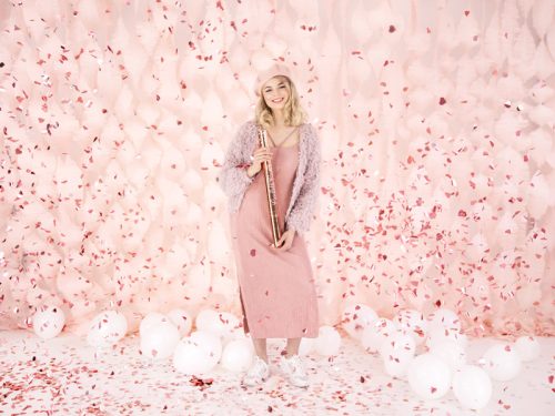 Konfetti ágyú szívvel, rózsa arany, 60cm