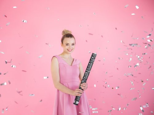 Konfetti ágyú, ezüst, 60cm