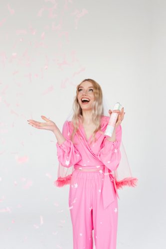 Tubus konfetti pénisszel, világos rózsaszín, 20cm