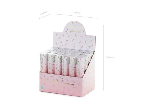 Tubus konfetti pénisszel, világos rózsaszín, 20cm