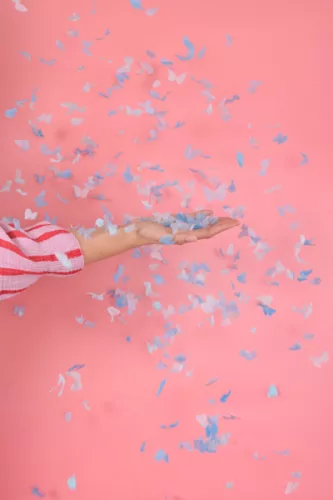 Confetti cannon, blue butterflies, 20cm