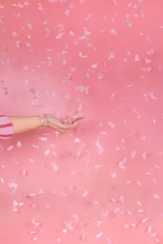 Confetti cannon, pink butterflies, 20cm