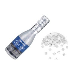 Pezsgős konfettiágyú, ezüst, 20,5 cm