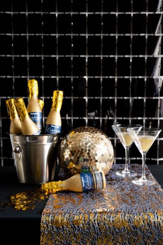 Pezsgős konfettiágyú, arany, 20,5 cm