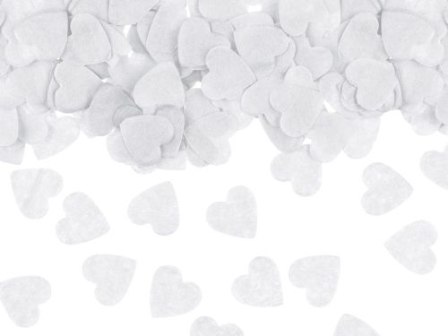 Confetti cannon with hearts, white, 28cm