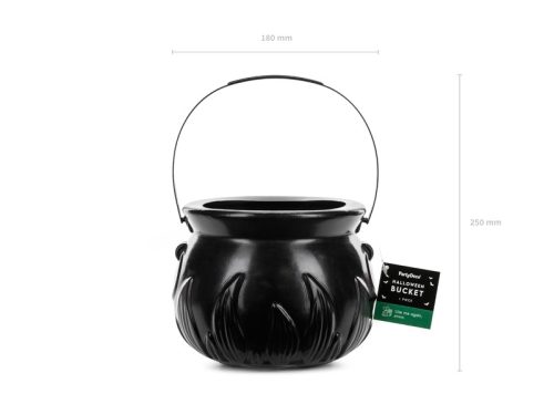 Boszorkány üst - műanyag, halloween dekoráció, 18x13,5 cm, fekete