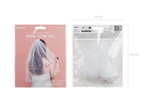Fehér menyasszonyi fátyol 'Bride to be' felirattal, 63 cm