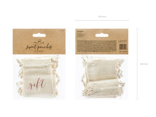 Ajándéktartó zsákvászon tasak - rosegold Gift felirattal